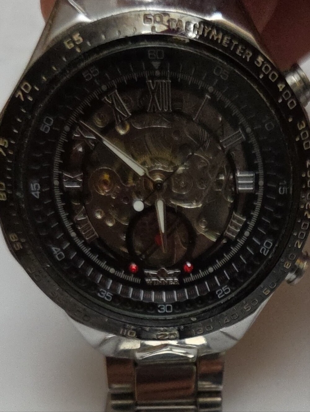 Automatic Men's Silver Stainless Steel Skeleton Dial Watch